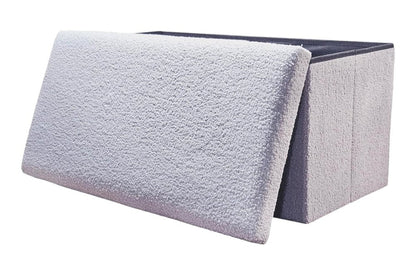 30" White Boucle Ottoman With Storage HomeRoots