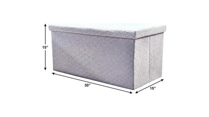 30" White Boucle Ottoman With Storage HomeRoots