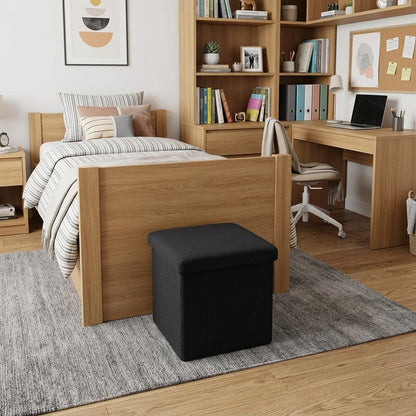 12" Taupe Boucle Cube Ottoman With Storage HomeRoots