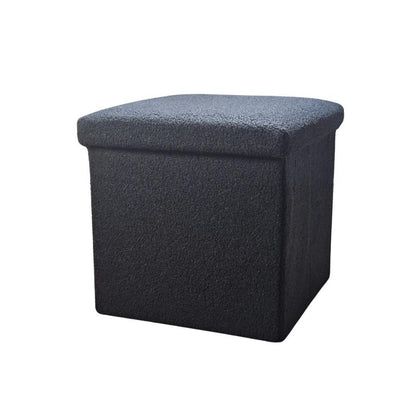 12" Taupe Boucle Cube Ottoman With Storage HomeRoots