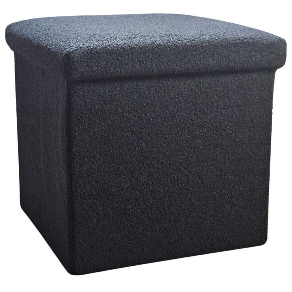 12" Taupe Boucle Cube Ottoman With Storage HomeRoots