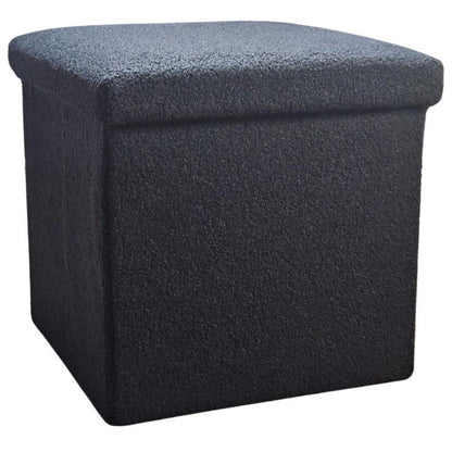 12" Taupe Boucle Cube Ottoman With Storage HomeRoots