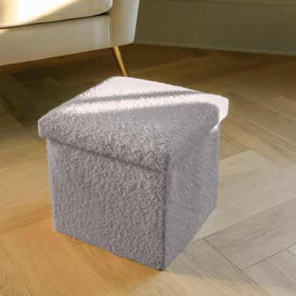 12" Black Boucle Cube Storage Ottoman HomeRoots