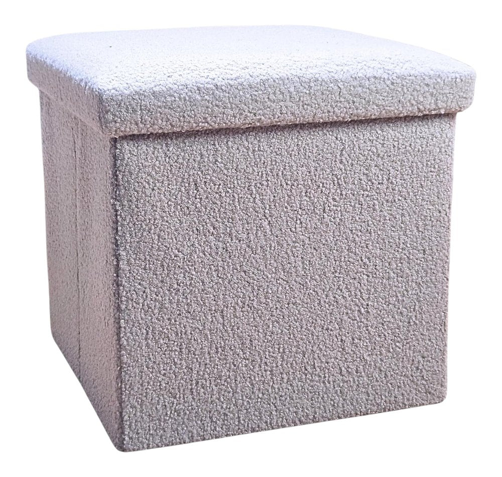 12" Taupe Boucle Cube Ottoman With Storage HomeRoots