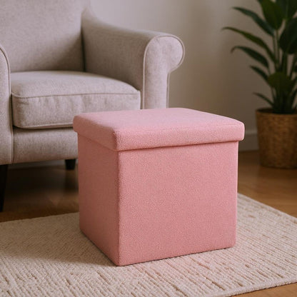 12" Black Boucle Cube Storage Ottoman HomeRoots