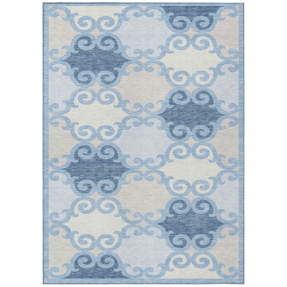 8' X 10' Sky Blue Gray And Ivory Trellis Washable Indoor Outdoor Area Rug — view 14