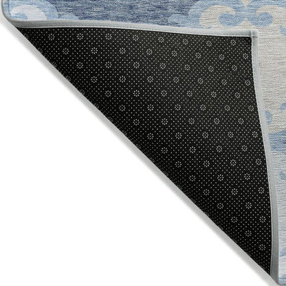 8' X 10' Sky Blue Gray And Ivory Trellis Washable Indoor Outdoor Area Rug HomeRoots