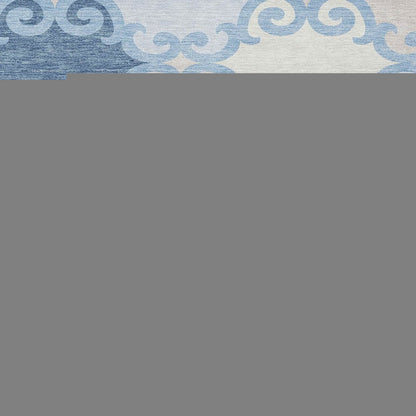 8' X 10' Sky Blue Gray And Ivory Trellis Washable Indoor Outdoor Area Rug HomeRoots