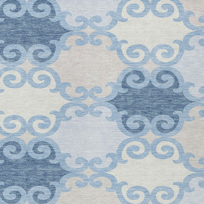 8' X 10' Sky Blue Gray And Ivory Trellis Washable Indoor Outdoor Area Rug HomeRoots