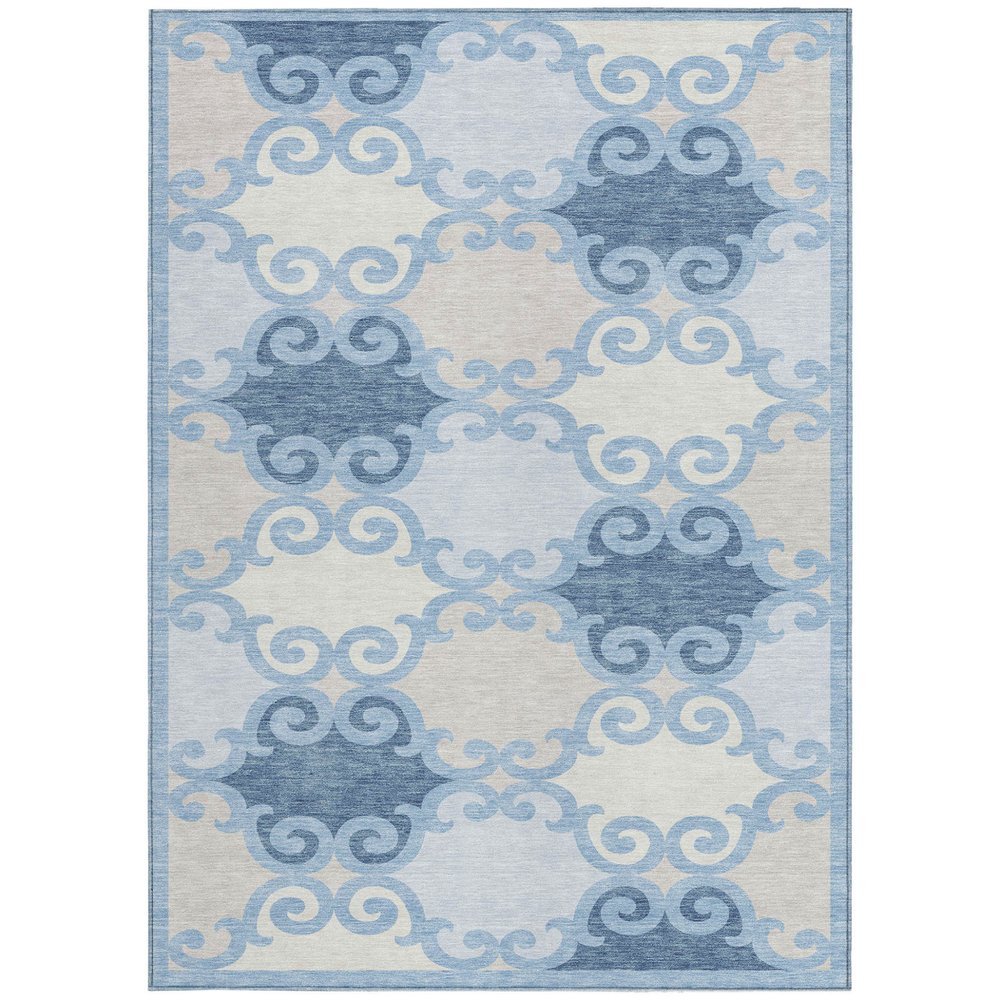 8' X 10' Sky Blue Gray And Ivory Trellis Washable Indoor Outdoor Area Rug HomeRoots