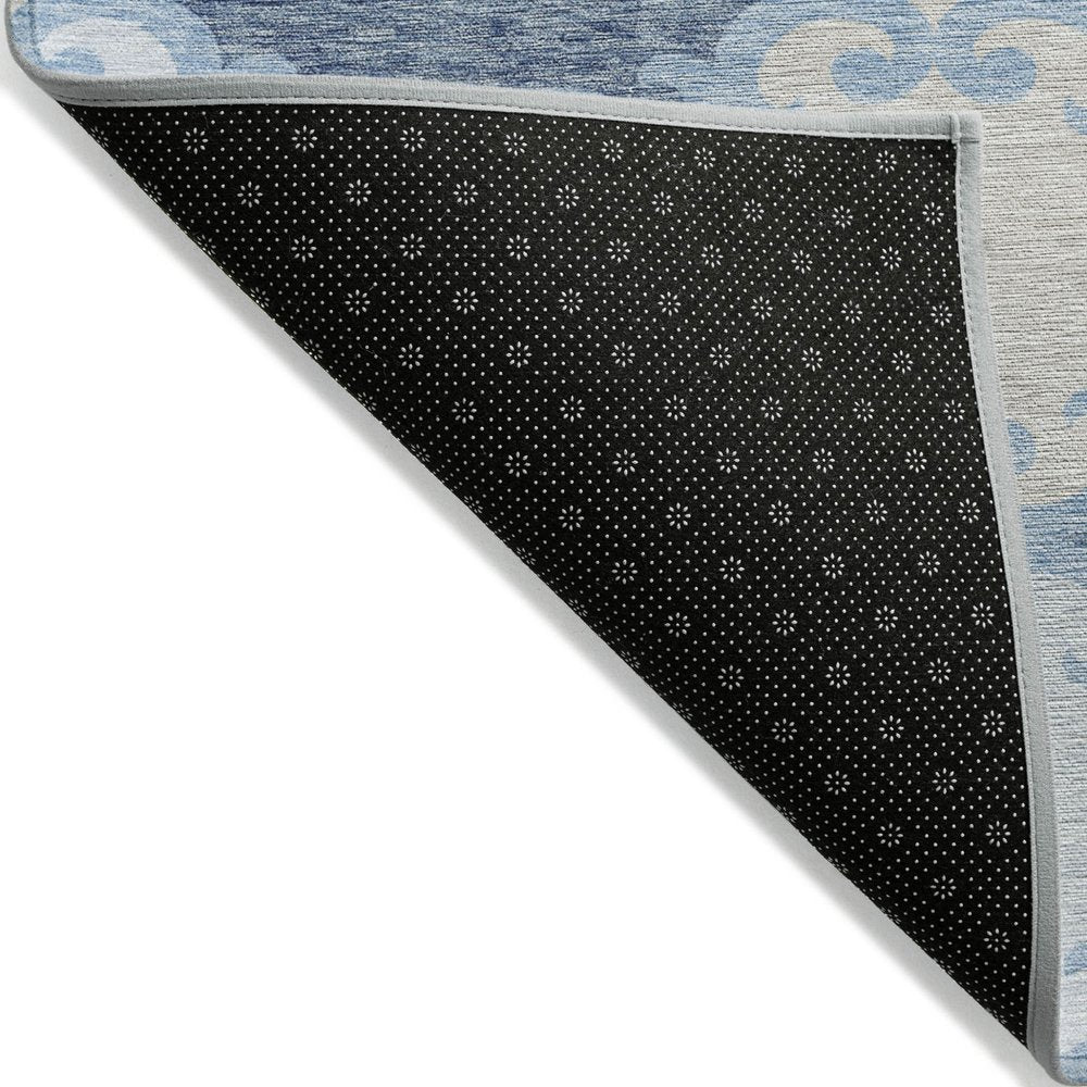 8' X 10' Sky Blue Gray And Ivory Trellis Washable Indoor Outdoor Area Rug — view 49