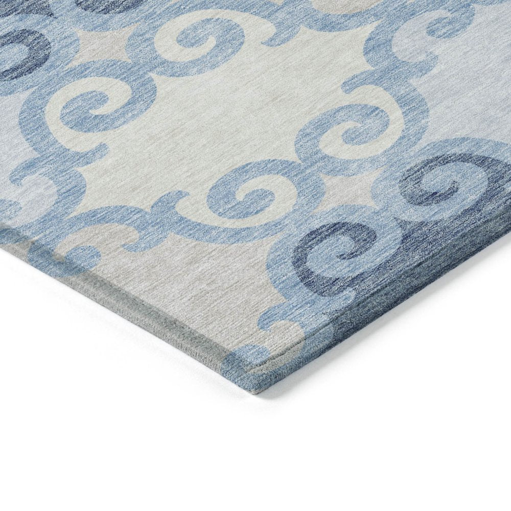 8' X 10' Sky Blue Gray And Ivory Trellis Washable Indoor Outdoor Area Rug HomeRoots