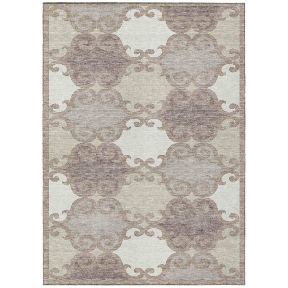 3' X 5' Taupe Beige And Gray Trellis Washable Indoor Outdoor Area Rug HomeRoots