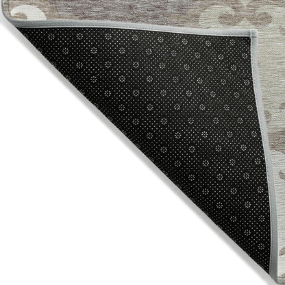 3' X 5' Taupe Beige And Gray Trellis Washable Indoor Outdoor Area Rug HomeRoots