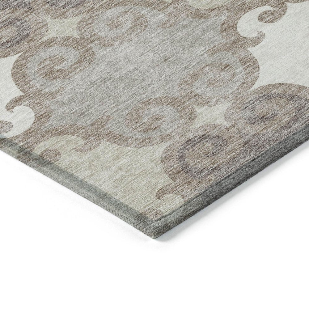 3' X 5' Taupe Beige And Gray Trellis Washable Indoor Outdoor Area Rug — view 3
