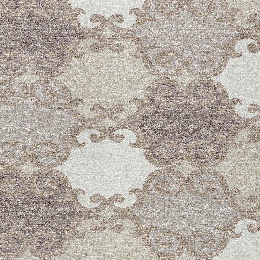3' X 5' Taupe Beige And Gray Trellis Washable Indoor Outdoor Area Rug HomeRoots