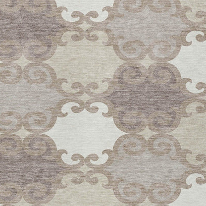 3' X 5' Taupe Beige And Gray Trellis Washable Indoor Outdoor Area Rug HomeRoots