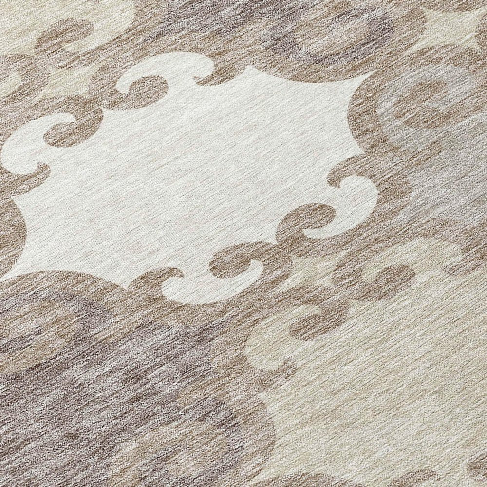 3' X 5' Taupe Beige And Gray Trellis Washable Indoor Outdoor Area Rug — view 4