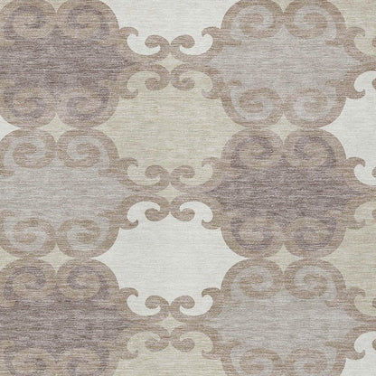 3' X 5' Taupe Beige And Gray Trellis Washable Indoor Outdoor Area Rug HomeRoots