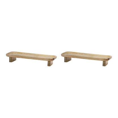 Set of Two Natural Solid Wood Riser Trinket Trays HomeRoots