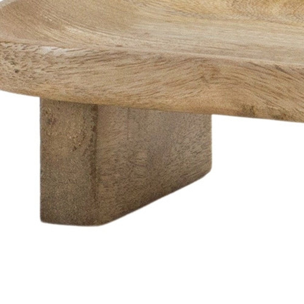 Set of Two Natural Solid Wood Riser Trinket Trays HomeRoots