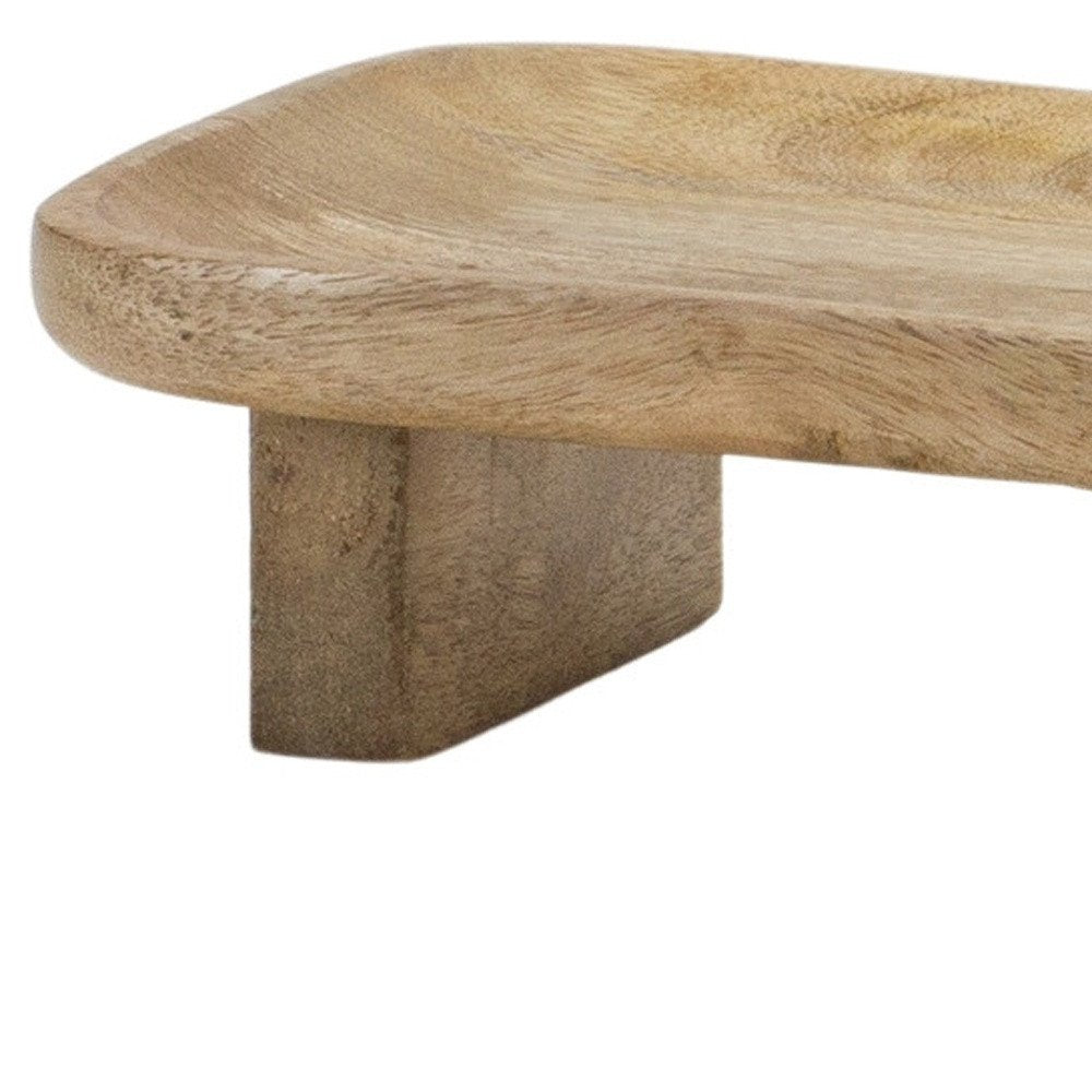 Set of Two Natural Solid Wood Riser Trinket Trays HomeRoots