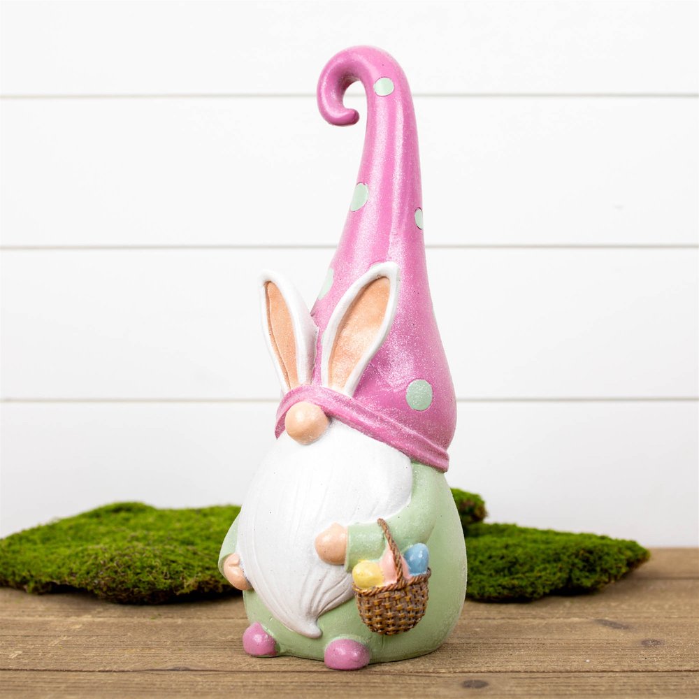 13" Pink Resin Standing Gnome Tabletop Sculpture HomeRoots