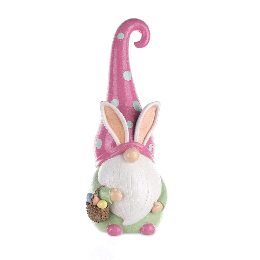 13" Pink Resin Standing Gnome Tabletop Sculpture HomeRoots