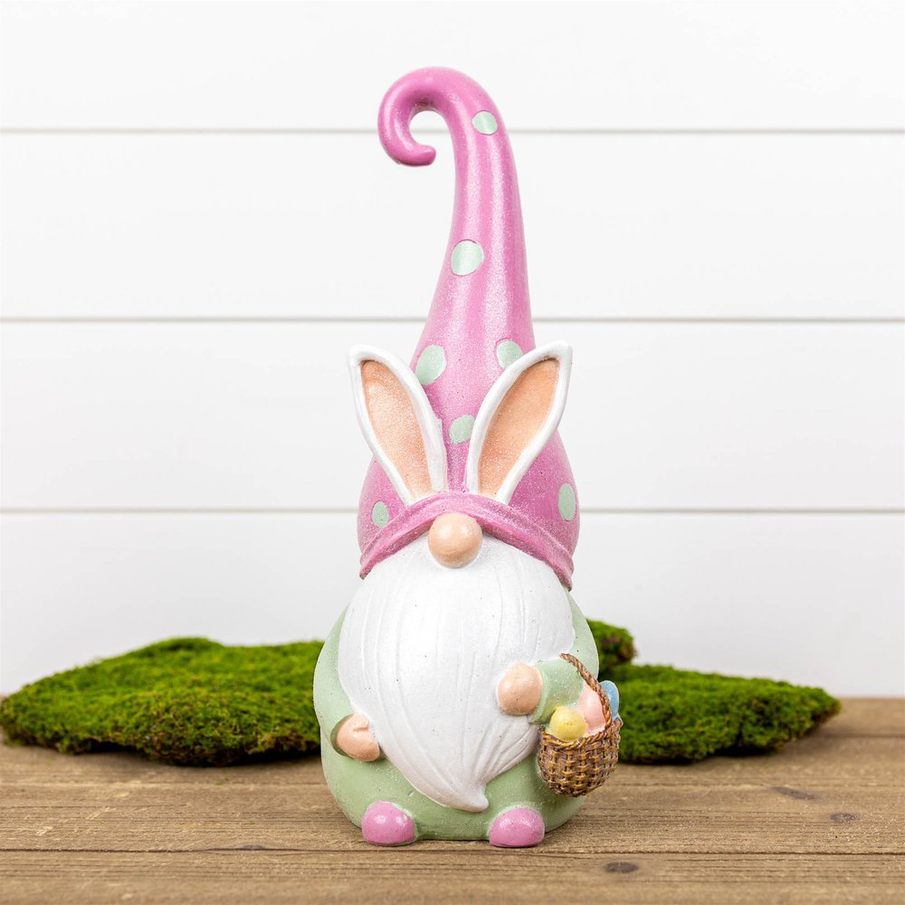 13" Pink Resin Standing Gnome Tabletop Sculpture HomeRoots