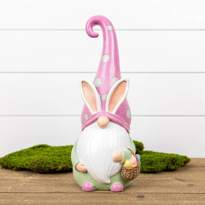 13" Pink Resin Standing Gnome Tabletop Sculpture HomeRoots