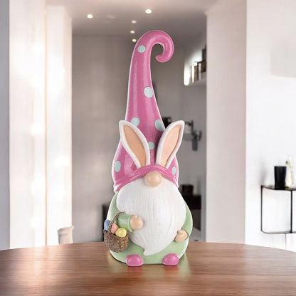 13" Pink Resin Standing Gnome Tabletop Sculpture HomeRoots