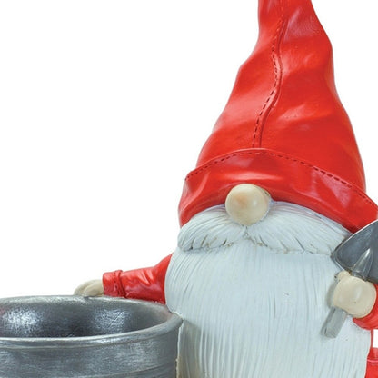 Set of Two Red Polyresin Standing Gnome Tabletop Sculpture HomeRoots