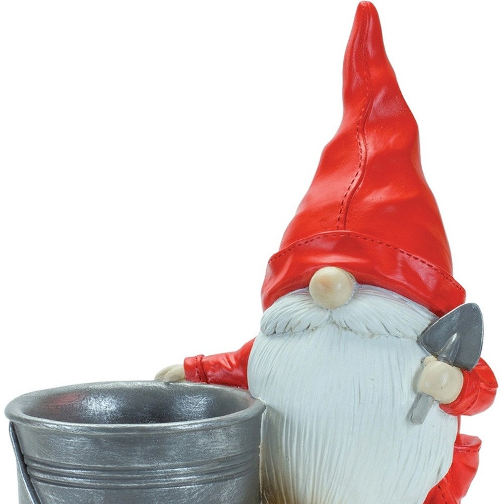 Set of Two Red Polyresin Standing Gnome Tabletop Sculpture HomeRoots