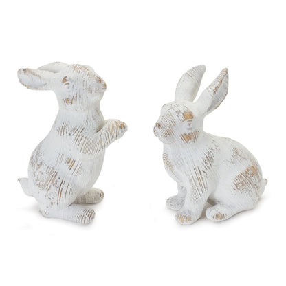 Set of Two White Resin Rabbit Figurines HomeRoots