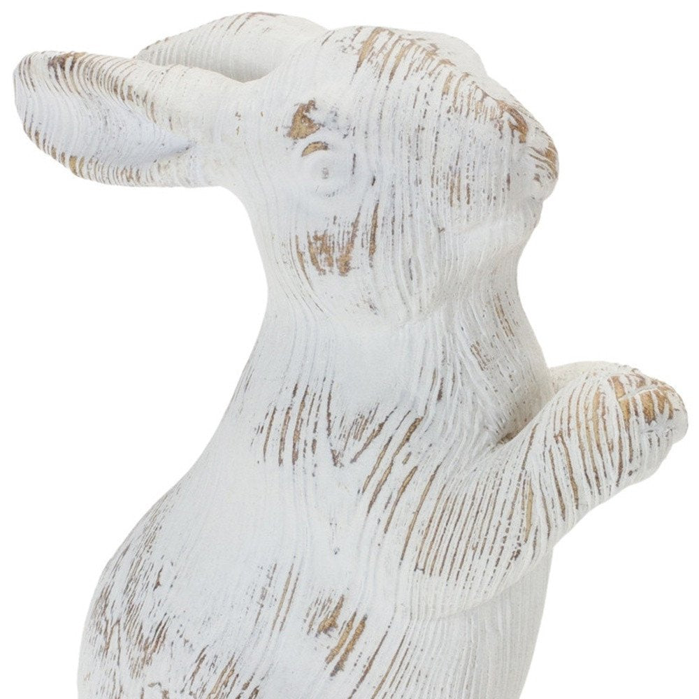 Set of Two White Resin Rabbit Figurines HomeRoots