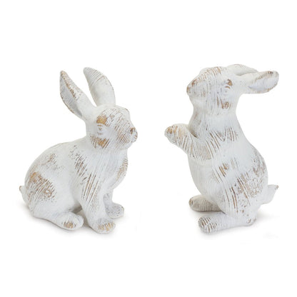 Set of Two White Resin Rabbit Figurines HomeRoots