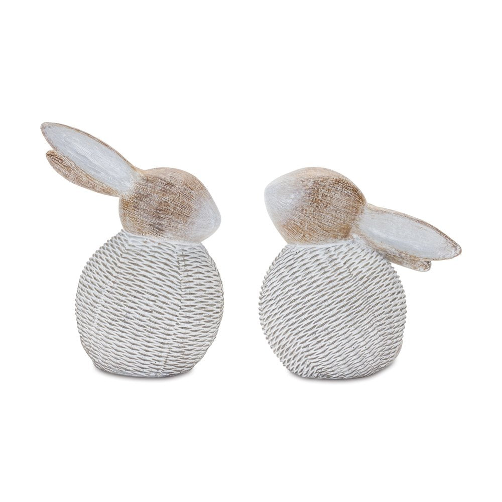 Set of Two White Resin Figurine Tabletop Sculpture HomeRoots