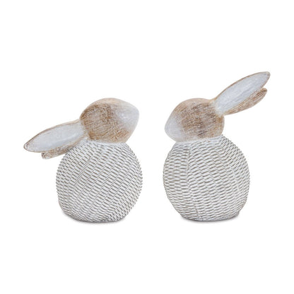 Set of Two White Resin Figurine Tabletop Sculpture HomeRoots