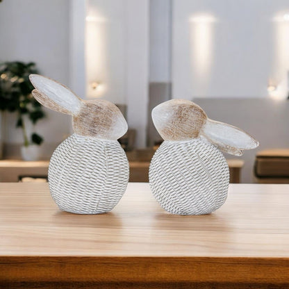 Set of Two White Resin Figurine Tabletop Sculpture HomeRoots