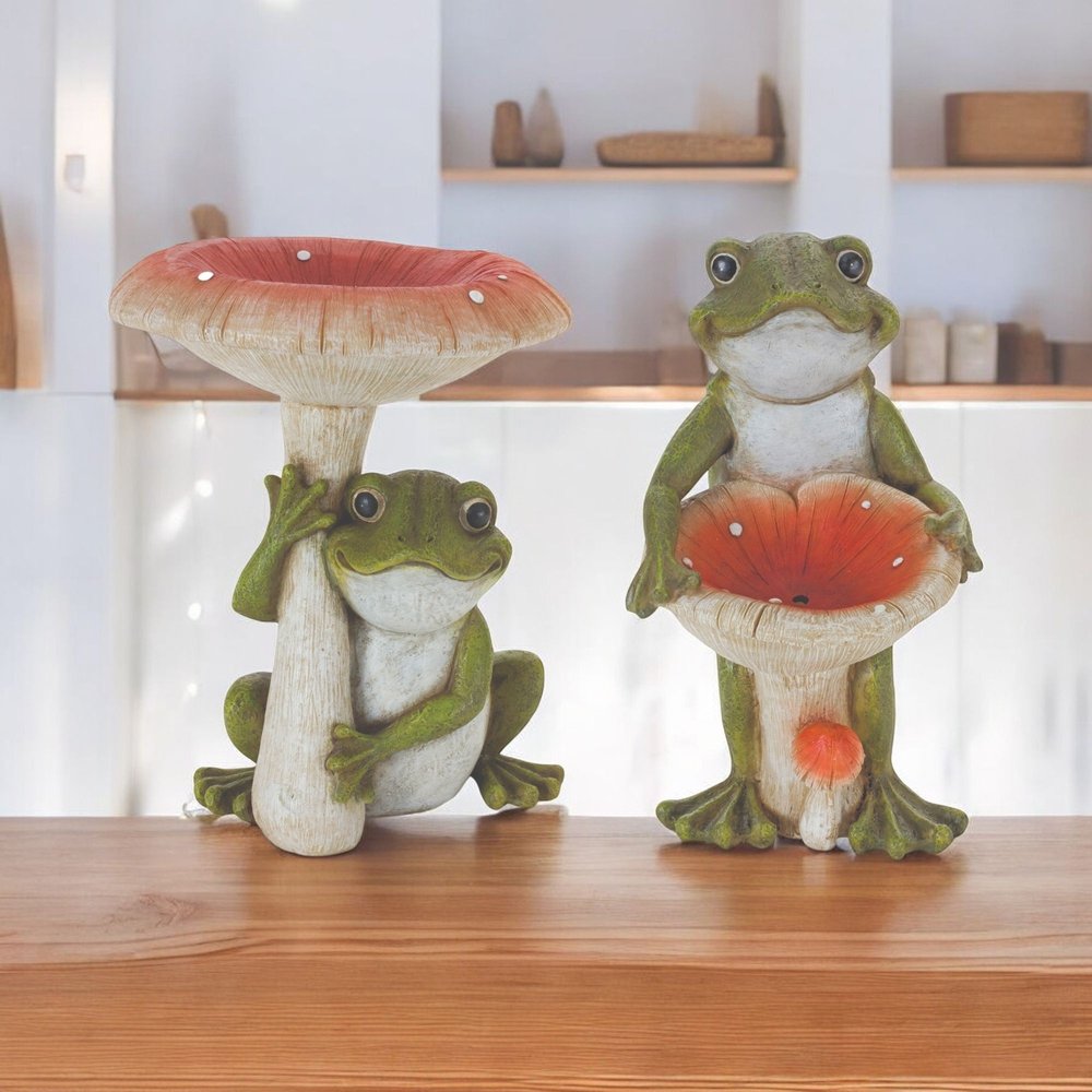 Set of Two Green Resin Figurine Tabletop Sculpture HomeRoots