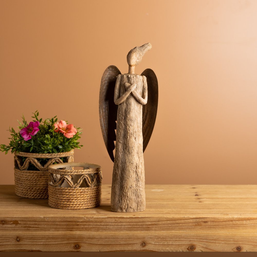 15" Brown Resin Figurine Tabletop Sculpture HomeRoots