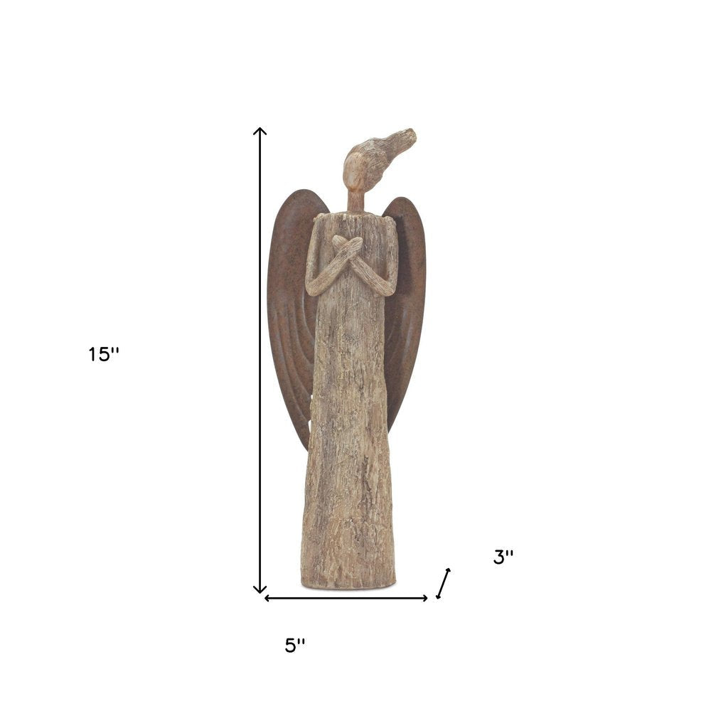 15" Brown Resin Figurine Tabletop Sculpture HomeRoots