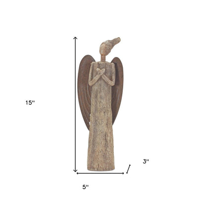 15" Brown Resin Figurine Tabletop Sculpture HomeRoots