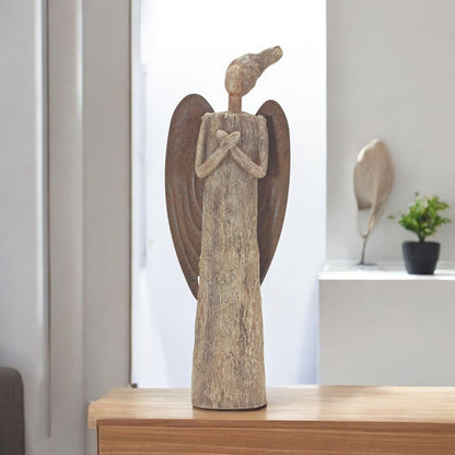 15" Brown Resin Figurine Tabletop Sculpture HomeRoots