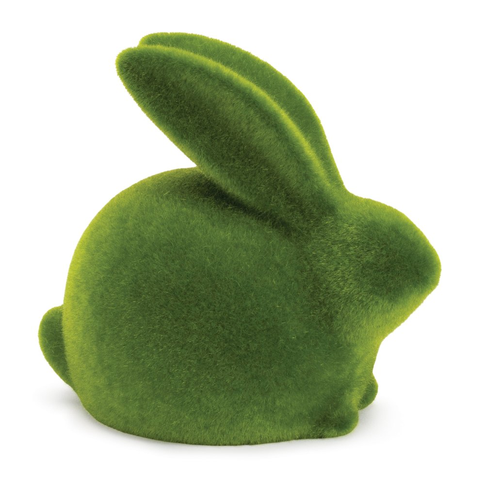 Set of Two Green Faux Moss Covered Terracotta Rabbit Figurines HomeRoots