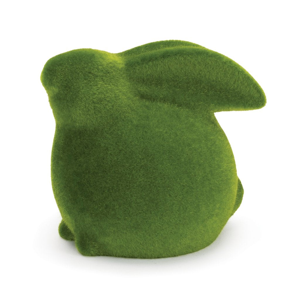 Set of Two Green Faux Moss Covered Terracotta Rabbit Figurines HomeRoots