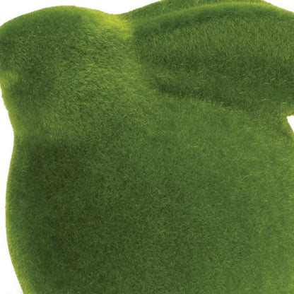 Set of Two Green Faux Moss Covered Terracotta Rabbit Figurines HomeRoots