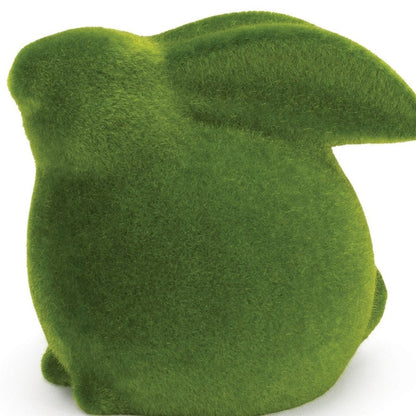 Set of Two Green Faux Moss Covered Terracotta Rabbit Figurines HomeRoots