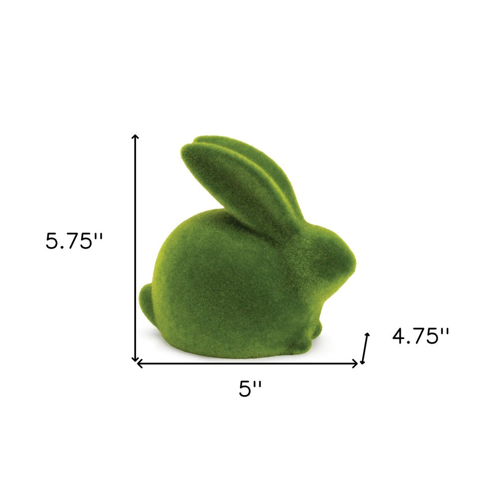 Set of Two Green Faux Moss Covered Terracotta Rabbit Figurines HomeRoots