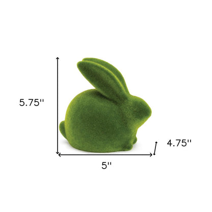 Set of Two Green Faux Moss Covered Terracotta Rabbit Figurines HomeRoots
